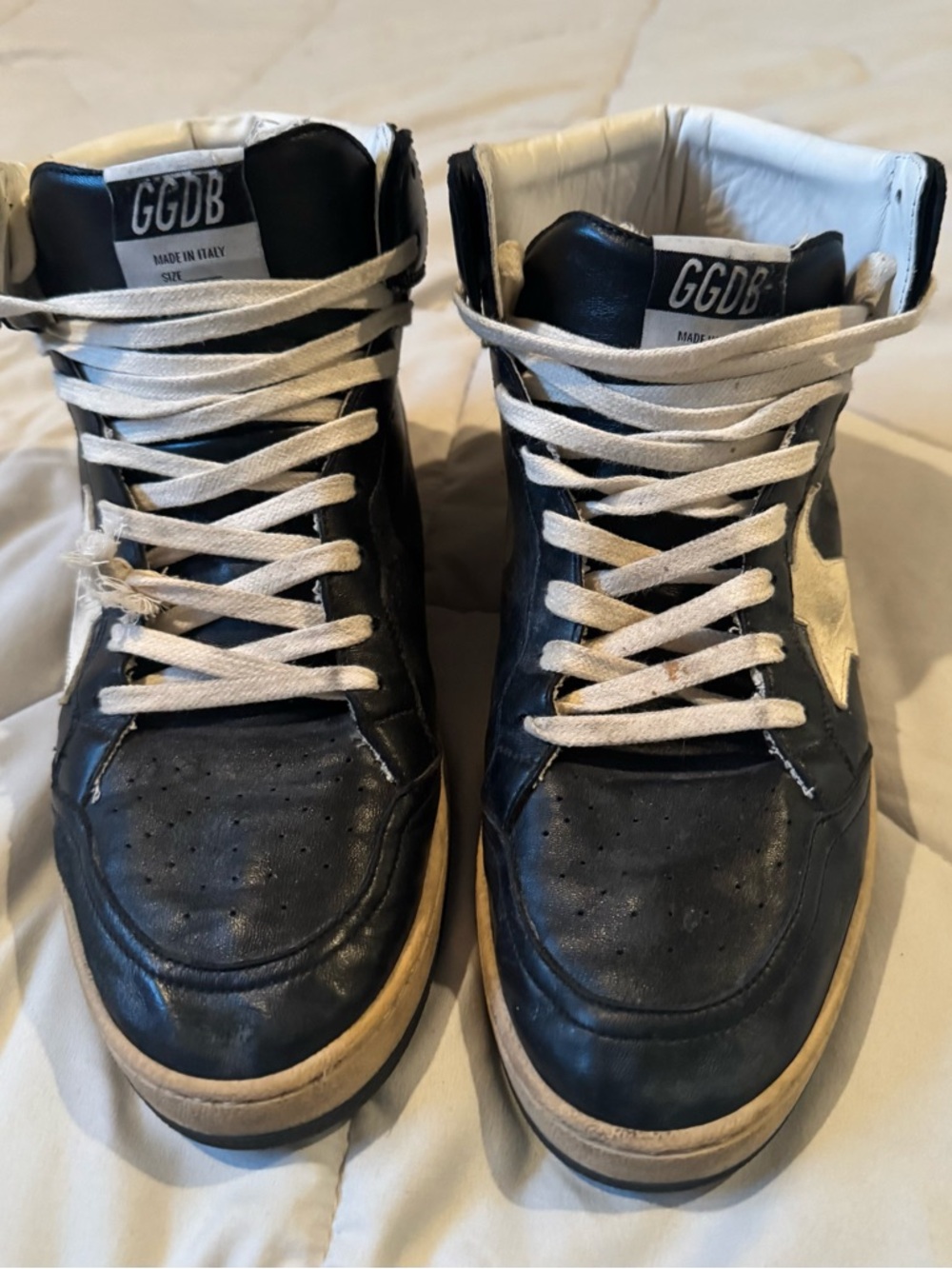 Men's Golden Goose Black High-Top Sneakers with White Star